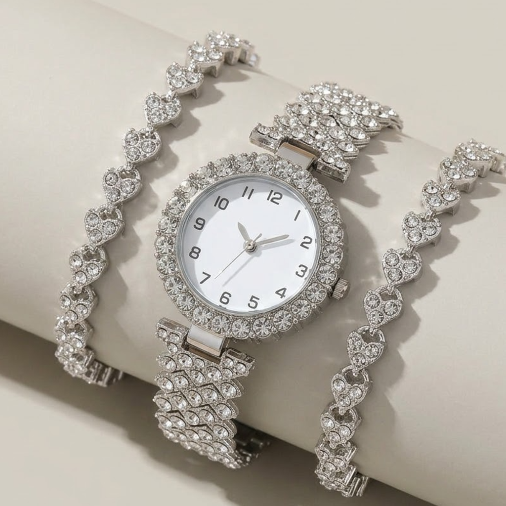 Coralie Lune Set Uhr und Armbänder Silber