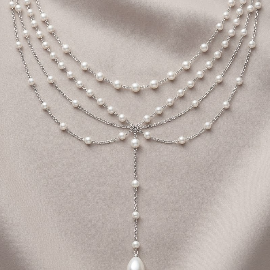 Liora Pearls White – silberne mehrlagige Perlenkette