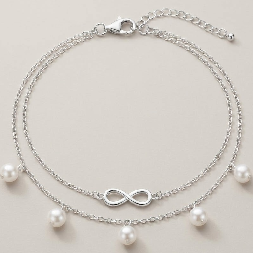 Luna Pearl Fußkettchen Silber mit Perlen