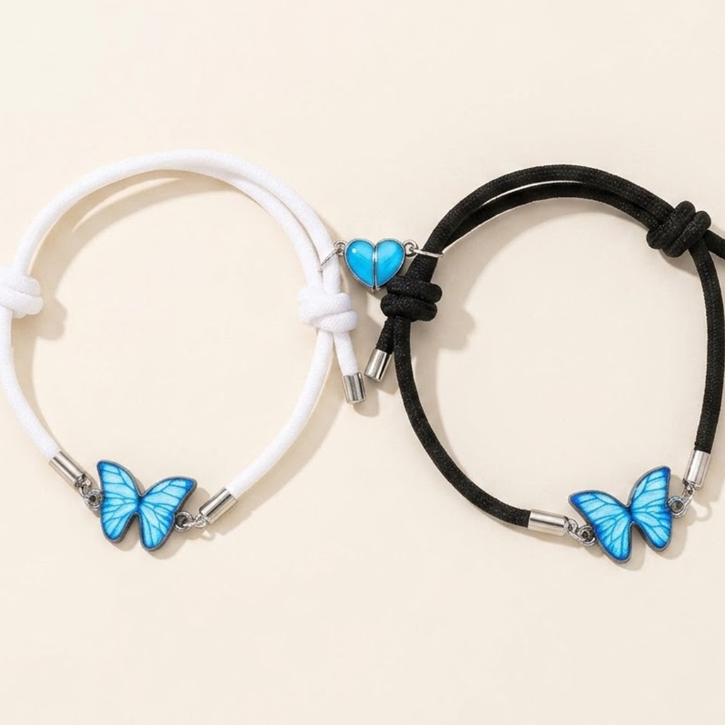 Papillonelle Partner-Armbänder schwarz und weiß