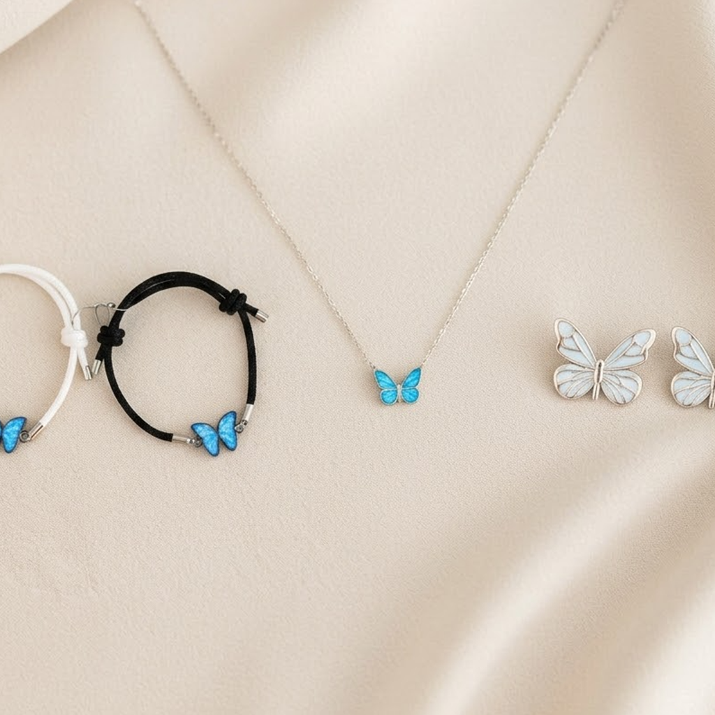 Papillonelle Set Armbänder Halskette Ohrringe