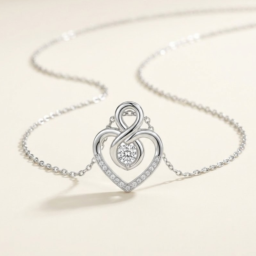 Eternal Love Doppelherz-Kette Silber