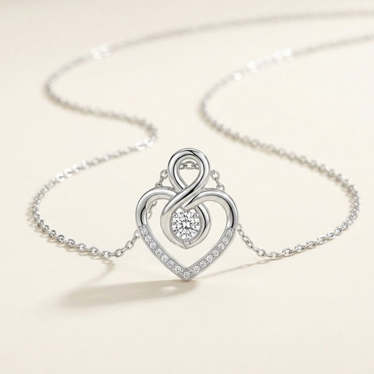 Eternal Love Doppelherz-Kette Silber