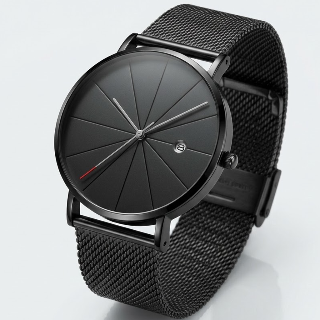 Zenit Original Onyx schwarze Uhr Mesh